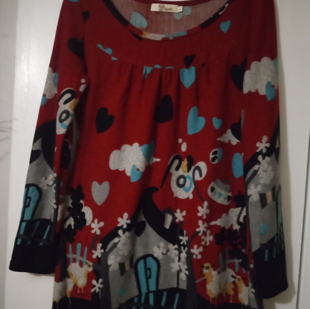Vintage Bonnie Jean Red and Black Festive Sweater